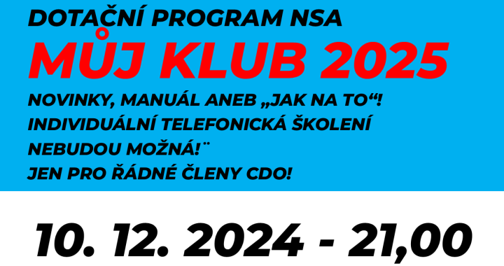 ONLINE ŠKOLENÍ MŮJ KLUB 2025